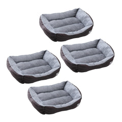 Kuber Industries Dog & Cat Bed|Polyester Face with Cotton & Polyester Filling|Comfortable and Durable|Rectangle Pet Bed for Enhanced Stretching Space|Machine Wash|QY036BR-S|Brown (Pack of 4)