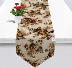 Heart Home Flower Design Cotton Table Runner for Family Dinners or Gatherings, Indoor or Outdoor Parties & Everyday Use, 16"x68"inch (Brown), Standard (HS39HEARTH023541)