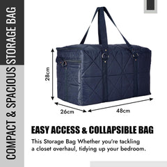 Heart Home Storage Duffle Bag | Parachute Travel Storage Bag | Storage Organizer for Clothes | Storage Carrying Bag with Handle | Zipper Closure Storage Bag for Clothes | Pack of 2 | Blue