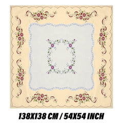 Heart Home Table Cover | PVC Dining Table Cover | Table Cloth | Center Table Cover | Table Cover for Kitchen Table | Alloy Table Cover for Hall Décor | 54 Inch | Cream