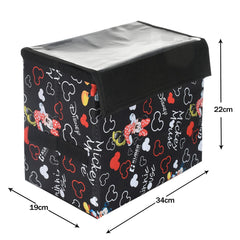 Kuber Industries Disney Minnie Storage Box|Non-Woven Foldable Small Storage Organizer for Toys|Cloths with Transparent Lid & Handle|Pack of 3 (Black)