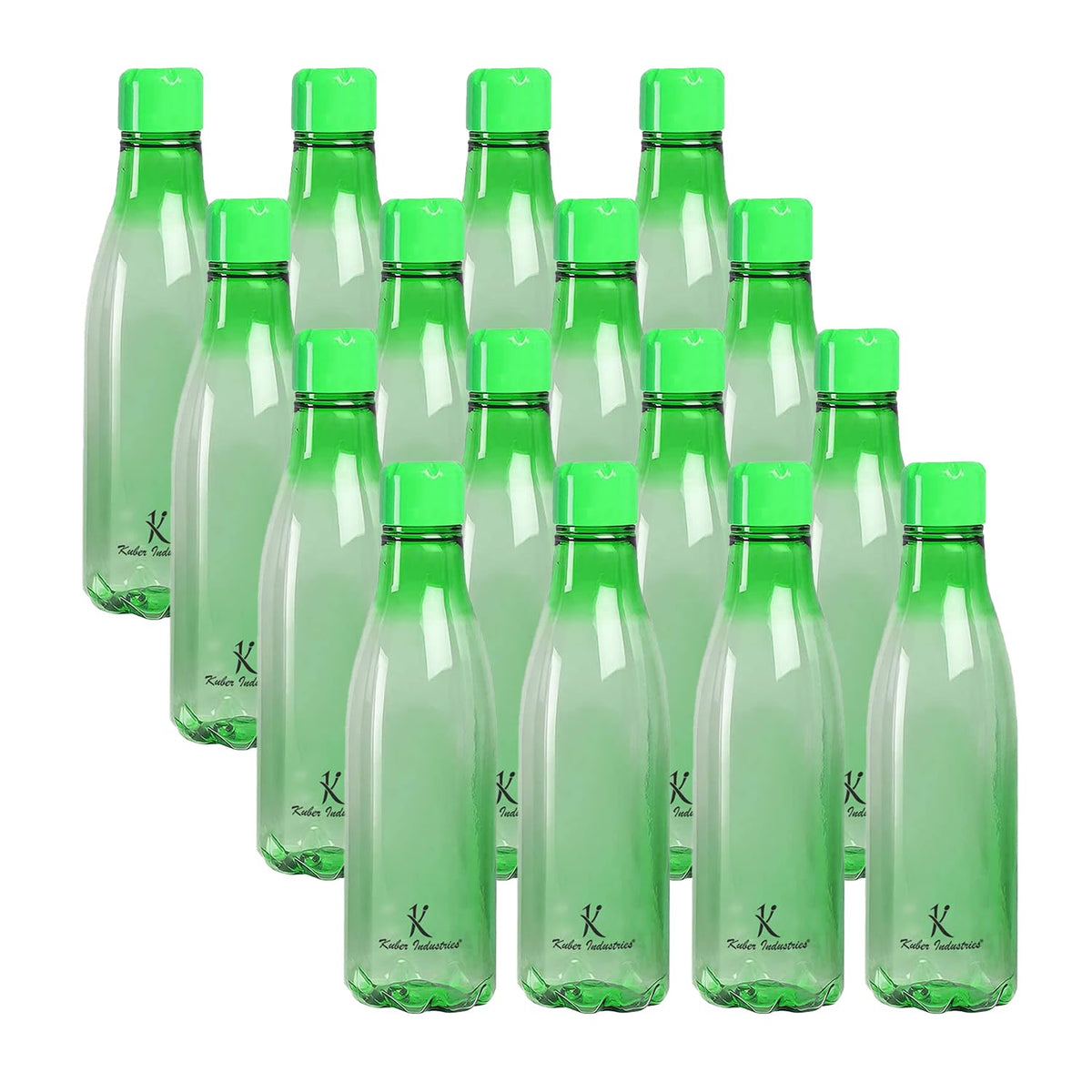 Kuber Industries BPA Free Plastic Water Bottles | Unbreakable, Leak Proof, 100% Food Grade Plastic | for Kids & Adults | Refrigerator Plastic Bottle Set of 4|Green (Pack of 4)