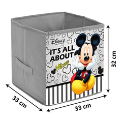 Kuber Industries Disney Mickey Printed Non-Woven Foldable Storage Bin/Cube/Organizer For Toys, Clothes And Books With Handles- Pack of 2 (Grey) -HS43KUBMART26272