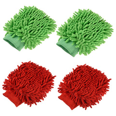 Heart Home Gloves | Microfiber Cleaning Gloves | Chenille Mitts for Kitchen | 50 GSM Hand Duster for Kitchen | Hand Gloves For Car | Duster for Glass | Pack of 4 | Multi