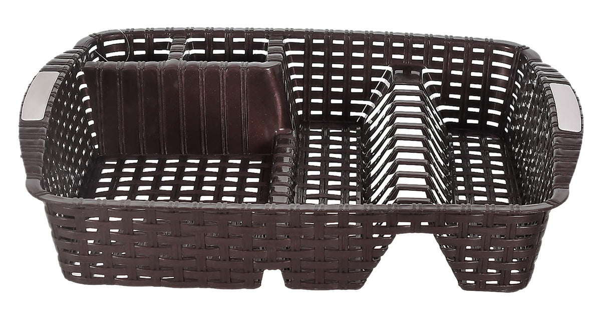 Heart Home Plastic Dish Drying Drainer Rack Holder Basket Organizer Without Tray (Brown)-46HH0382
