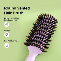 Heart Home Hair Brush | Flexible Bristles Brush | Hair Brush with Paddle | Quick Drying Hair Brush | Suitable For All Hair Types | Round Vented Hair Brush | 2 Piece | C13-X-PURP | Purple