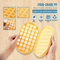 Kuber Industries Pack of 4|2 Layer Ice Cube Tray with Lid | Ice Cube Storage Box with Ice Scoop | 72 Ice Cube Molds for Freezing | One-Press Demolding | BPA Free | Yellow