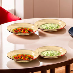 Urbane Home Borosilicate Glass Dinner Set of 4 Plates | Home Crockery for Dining | Microwave Dishwasher Safe | Dinner Plates for Festive Occasions/Parties | Yellow
