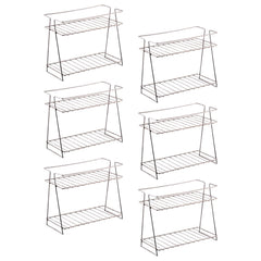 Kuber Industries (Set of 6) Multipurpose Counter Top Spice Rack Trolley Organizer 2-Layer Stainless Steel Corner Stand for Kitchen | Silver