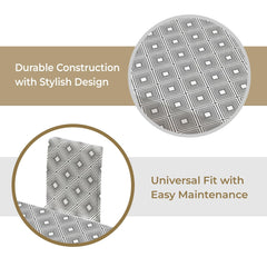 Kuber Industries Set of 7 Waterproof & Oil Repellent Dining Table Chair Cover 6 Seater Full Set | Washable & Dustproof Seat Cover Protector Slipcover | Square Design - Grey and White