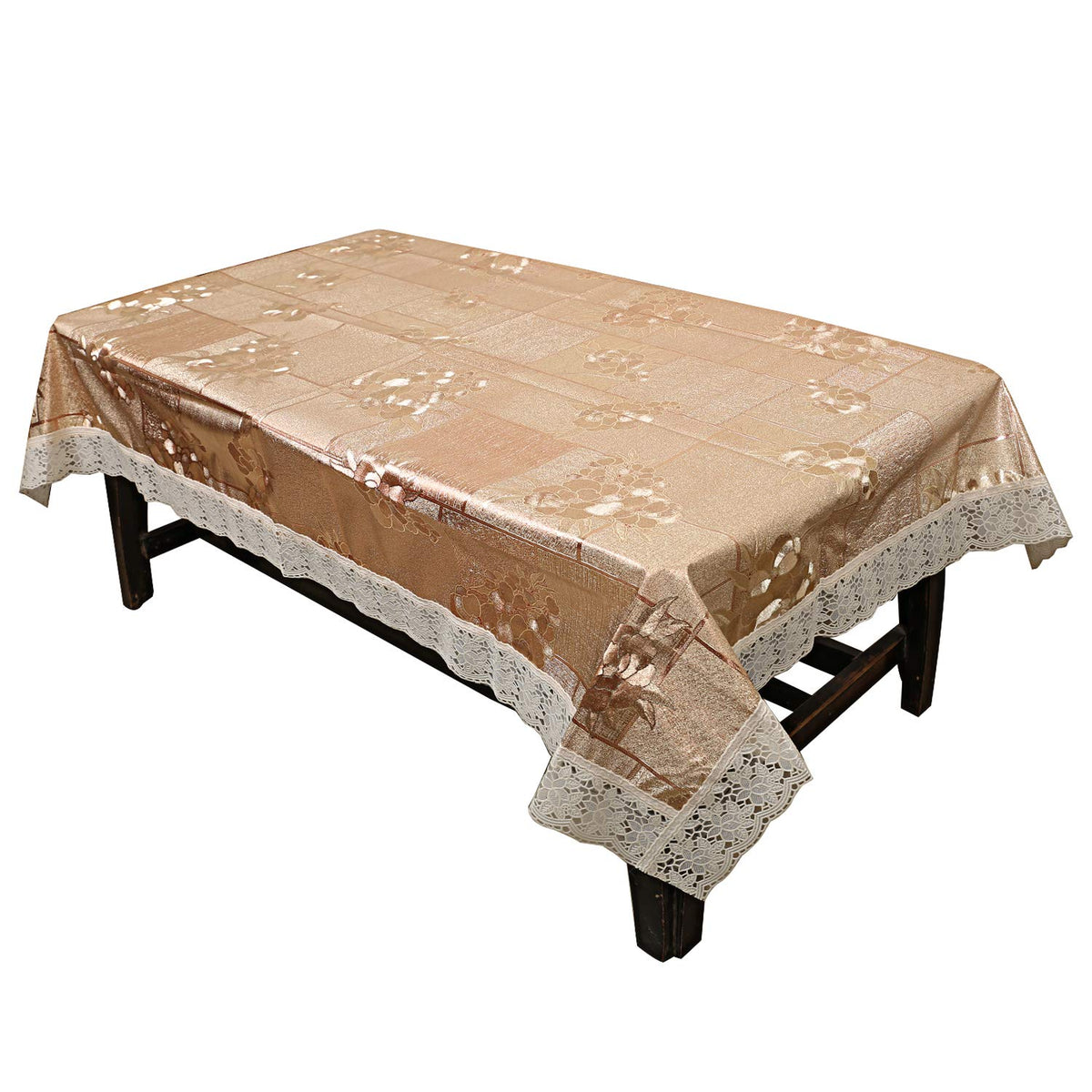 Heart Home PVC 4 Seater Centre Table Cover (Golden)- CTHH644