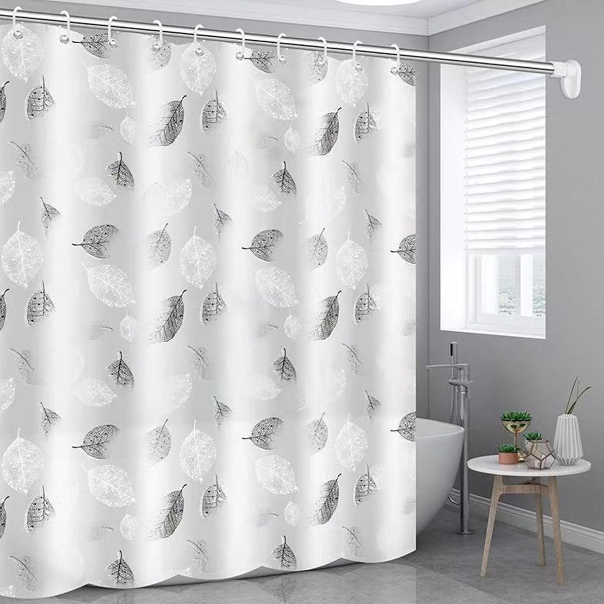 Kuber IndustriesSoft Texture Bath curtain|Natural Drape Waterproof Shower Curtain 6 Feet| Pack of 6|White