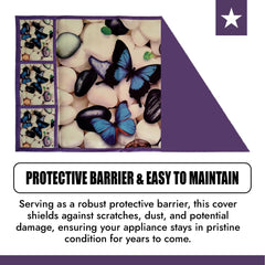 Kuber Industries Fridge Top Cover | Fridge Top Cover with Pockets | Refrigerator Top Cover for Kitchen | Fridge Top Cover with 6 Utility Pockets | Stone Butterfly Fridge Cover | White