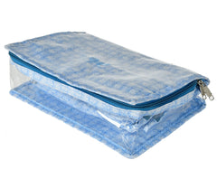 Kuber Industries Check Design Laminated PVC Travel Jewelry Organiser, Jewelry Storage Bags for Necklace, Earrings, Rings, Bracelet With 13 Transparent Pouches (Blue)-HS_38_KUBMART21257, Pack of 1