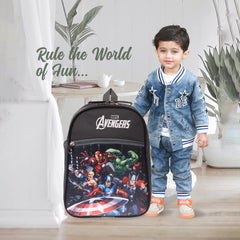 Kuber Industries Marvel-Avengers School Bag | Kids School Bags | Student Bookbag | Spacious School Bag | School Bag for Girls & Boys | School Backpack for Kids | 3 Compartments School Bag | Gray