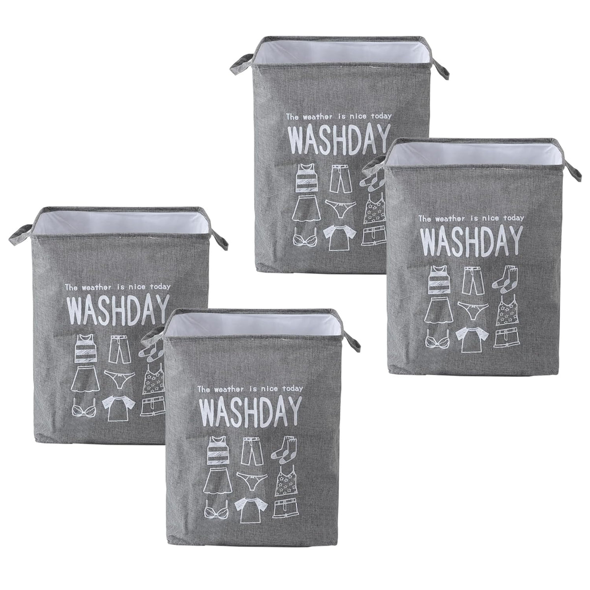 Kuber Industries Laundry Basket For Clothes|Foldable Laundry Hamper|Basket For Toys, Dirty clothes, Storage "45 LTR"-Pack of 4 (Grey)
