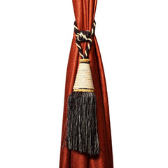 Kuber Industries Beads Beautiful Design Polyester 2 Pieces Curtain Tie Back Tassel Set (Brown) CTKTC33549