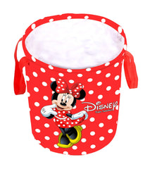 Kuber Industries Disney Print Round Non Woven Fabric Foldable Laundry Basket, Toy Storage Basket, Cloth Storage Basket with Handles,45 LTR (Set of 2, Red & Pink)-KUBMART11681, standard