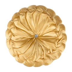 Heart Home Round Cushion | Silk Cushion Filler | Cushion for Meditation | Cushion for Seating | Cushion Gaddi for Sofa | Cushion for Chair | Flower Shape | 15 Inch | Golden