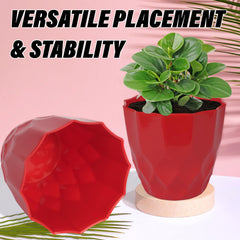Heart Home Flower Pot | Flower Planter Pots for Indoor | Flower Pots for Outdoor | Pot for Garden & Balcony Flowering | Flower Plants Pot | Barfi Flower Pot | 6 Inch | Pack of 2 | Red