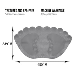 Heart Home Bath Mat | PVC Bathroom Mat | Shower Bath Mat | Foot Shape Bath Tub Mat | Foot Massager Mat | Anti-Skid Floor Mat | Shower Mat | Gray