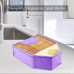 Heart Home Blouse Cover | Clothes Storage Bag | Zipper Wardrobe Organizers | Clothes Organiser with Attached Pocket with White Lace | Non-Woven Front Transparent | Pack of 6 | Purple