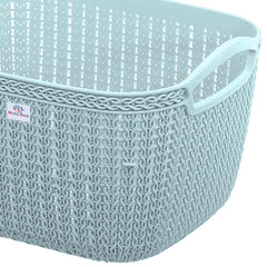 Heart Home Q-6 Designer Plastic Storage Basket For Store Fruits, Vegetables, Magazines, Cosmetics, Stationary (Blue)-50HH01666