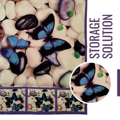 Kuber Industries Fridge Top Cover | Fridge Top Cover with Pockets | Refrigerator Top Cover for Kitchen | Fridge Top Cover with 6 Utility Pockets | Stone Butterfly Fridge Cover | White