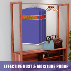 Heart Home Hanging Saree Cover | Non-Woven Plain Hanging Saree Bag | Clothes Saree Stoarge Organizer | Small Transparent View Hanging Saree Cover | Pack of 6 | Purple