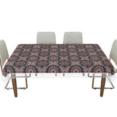Heart Home Dining Table Cover | PVC Table Cloth Cover | 6 Seater Table Cloth | Rangoli Table Cover | Table Protector | Table Cover for Dining Table | 60x90 Inch | DTC | Black