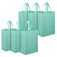 Heart Home Shopping Handbag | Grocery Handbag | Shopping Bag | Grocery Shopping Bag | Reusable Shopping Bags | Vegetable Bag | Eye-Print Carry Bag | Pack of 6 | Green