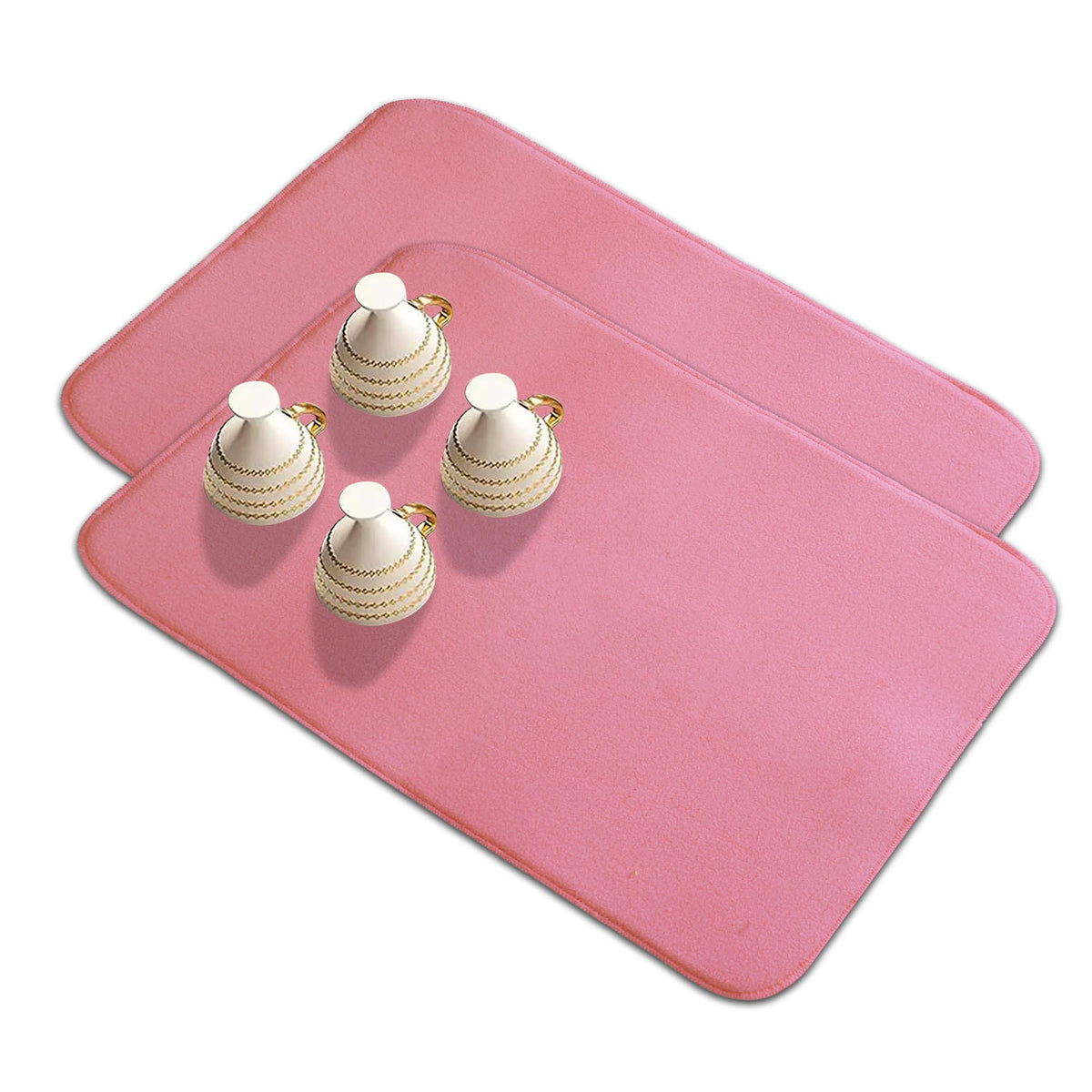 Kuber Industries Dish Dry Mat | Microfiber Drying Mat | Kitchen Drying Mat | Reversible Mat | Kitchen Absorbent Mat | Dish Dry Mat for Kitchen | 50x70 | Pack of 2 | Pink