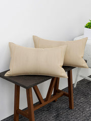 Heart Home Pillow Cover | Cotton Pillow Cover | Pillow Cover for Bedroom | Cushion Pillow Cover for Living Room | Plain Border Pillow Cover Set | Set of 4 | Cream