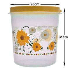 Heart Home Storage Container|Durable Plastic Floral Design BPA Free Food Kitchen Organizer with Lid|Food Utility Jar, 16 LTR (Yellow)