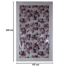 Kuber Industries Floral PVC 6 Seater Dining Table Cover - Transparent