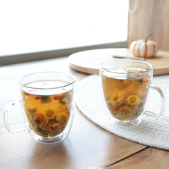 Kuber Industries 12 Pcs Glass Coffee Mugs | Borosilicate Double Walled Glass Mug | High Heat Resistant | Microwave and Dishwasher Safe | 400 ML | Pack of 6 | Transparent