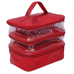 Kuber Industries CTKTC21153 Laminated PVC Make Up Kit Cum Jewellery Kit (Transparent , Maroon)