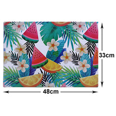 Heart Home Fruits Print PVC Waterproof & Washable Refrigerator|Fridge Placemats for Home & Kitchen Set of 6 (Transparent)