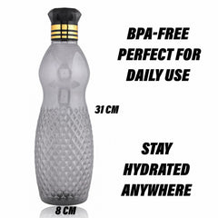 Heart Home Water Bottle | Plastic Water Bottle for Fridge | Water Bottle for Kitchen | Ideal for Restaurant | Water Bottle for Refrigerator | Dolphine Bottle | 1 LTR | Pack of 3 | Black