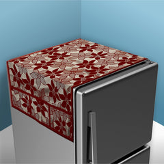 Kuber Industries Fridge Top Cover | Fridge Top Cover with Pockets | Refrigerator Top Cover for Kitchen | Fridge Top Cover with 6 Utility Pockets | Flower-Design Fridge Cover | Maroon