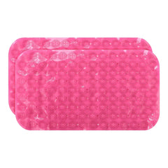 Kuber Industries Bath Mat | PVC Bathroom Mat | Shower Bath Mat | Floor Tub Mat | Foot Massager Mat | Anti-Skid Shower Bathroom Mat | B-02D |Pack of 2| Rose Red