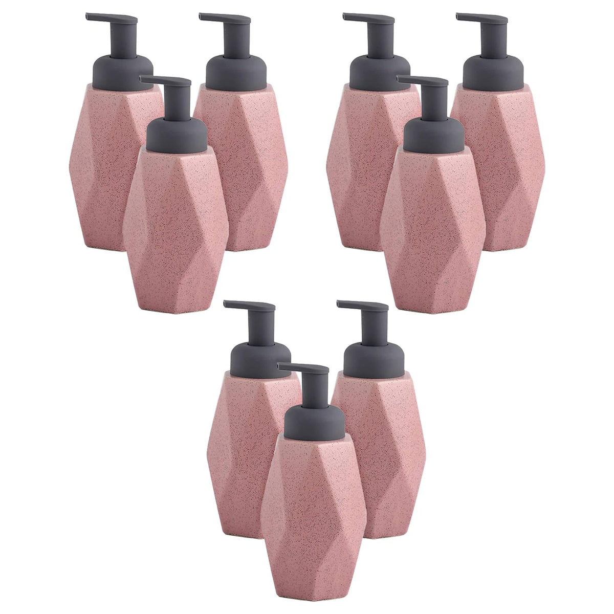 Kuber Industries Liquid Soap Dispenser | Handwash Soap Dispenser | Soap Dispenser for Wash Basin | Shampoo Dispenser Bottle | Bathroom Dispenser Bottle | 9 Piece | Pack of 3 | 400 ml | JY00014 | Pink