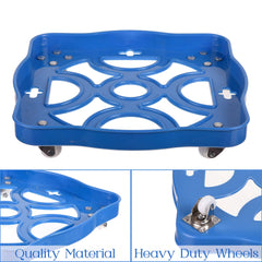 Kuber Industries Cylinder Stand|Unbreakable Plastic Gas Cylinder Stand|LPG Cylinder Stand|Gas Trolly|Square Shape Cylinder Trolley with Wheels|Pack of 2 (Blue)