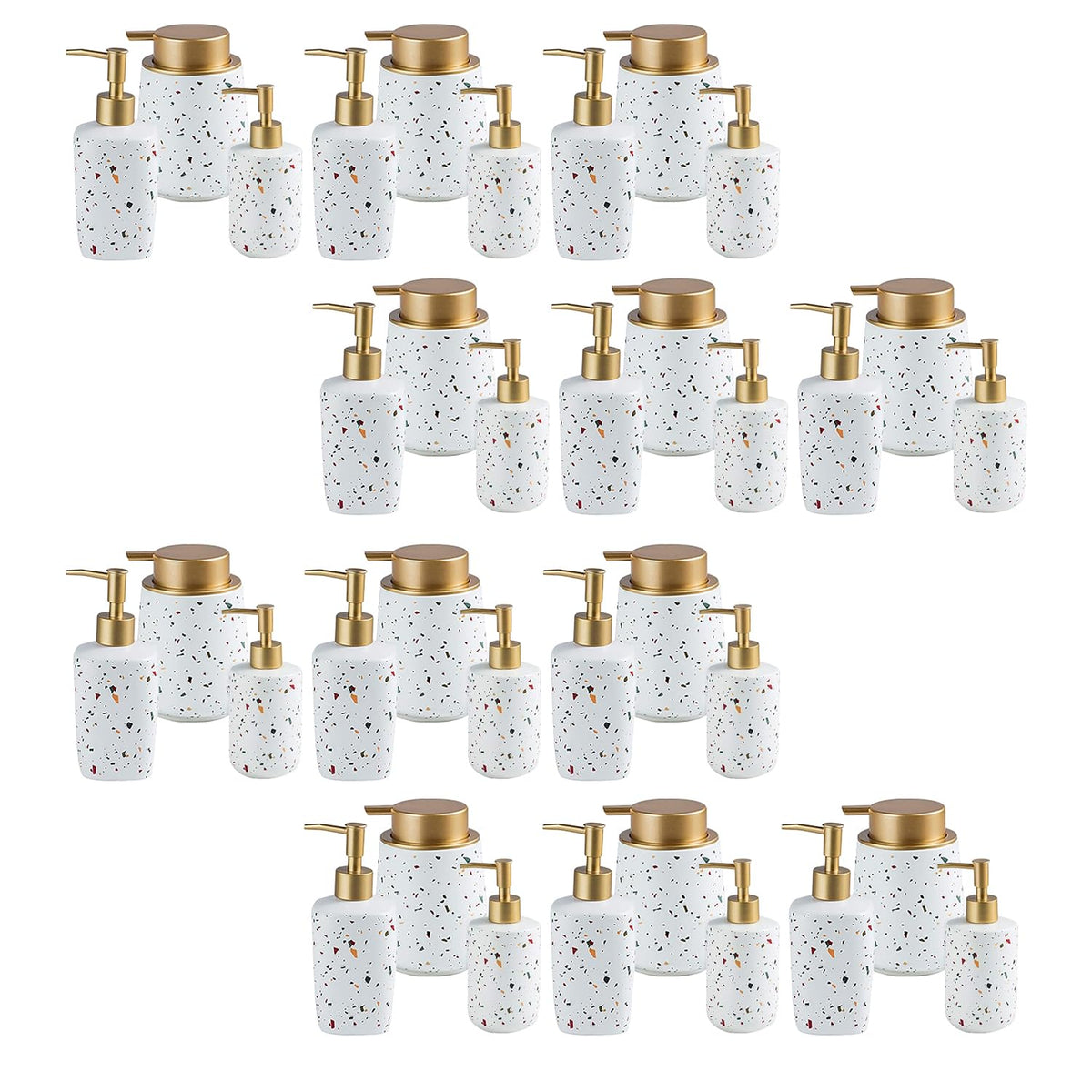 Kuber Industries Liquid Soap Dispenser Set | Handwash Soap Dispenser Set | Soap Dispenser Set for Wash Basin| Bathroom Dispenser Bottle | 12 Piece | Pack of 4 | ZX027WT | White