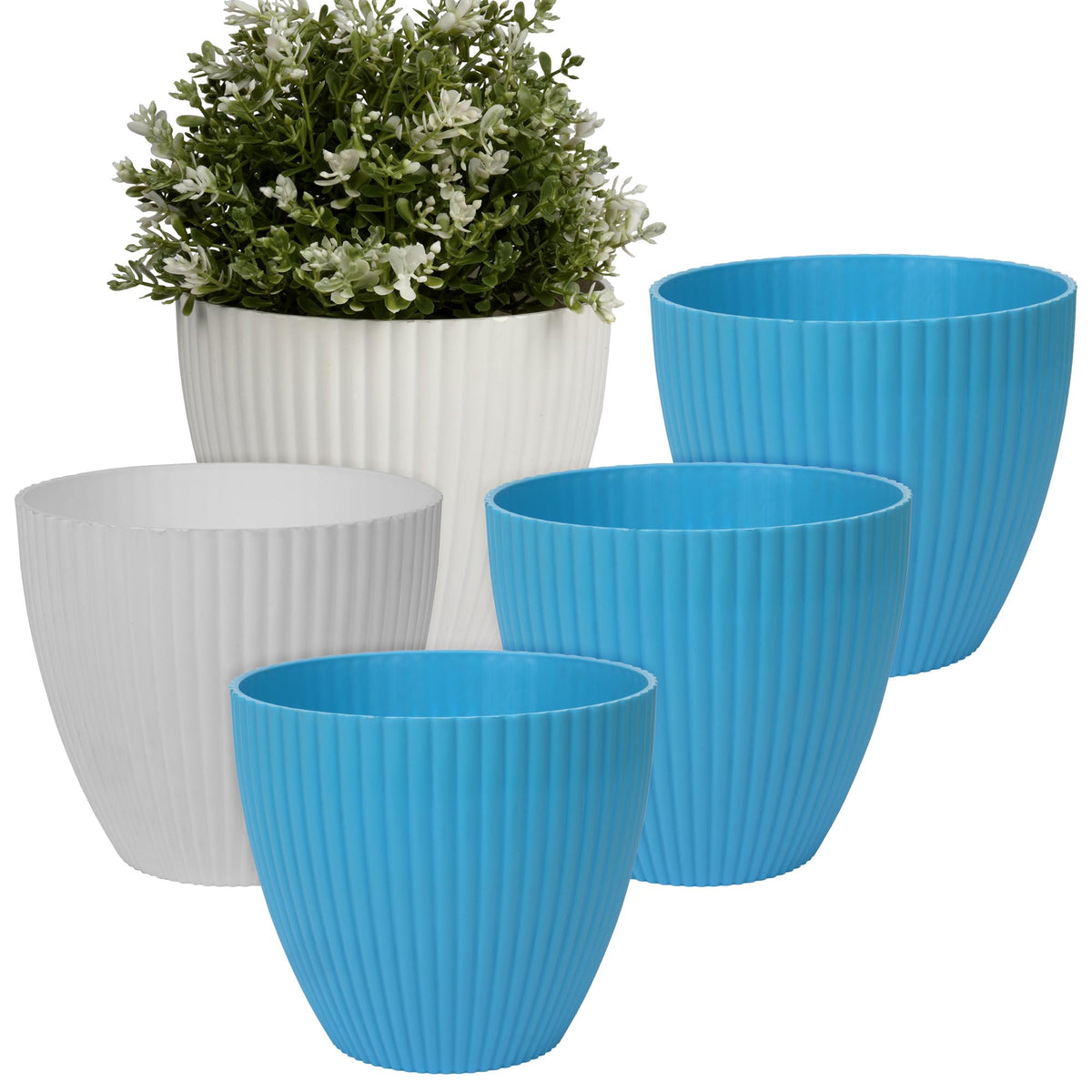 Heart Home Flower Pot | Flower Planter Pots for Indoor | Flower Pots for Outdoor | Pot for Garden & Balcony Flowering | Flower Plants Pot | Mega Flower Pot | 6 Inch | Pack of 5 | Multi