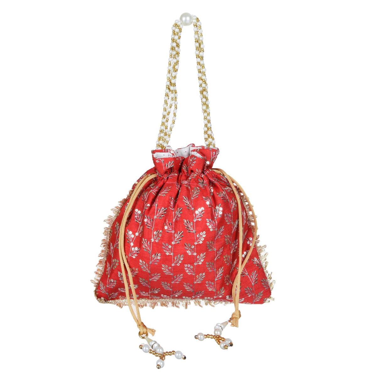 Heart Home Potli|Silk Wedding Potli|Drawstring Closure Potli|Wallet Potli|Christmas Gift Potli|Baby Shower Potli|Traditional Shagun Potli|Square Embroidery Potli|Red