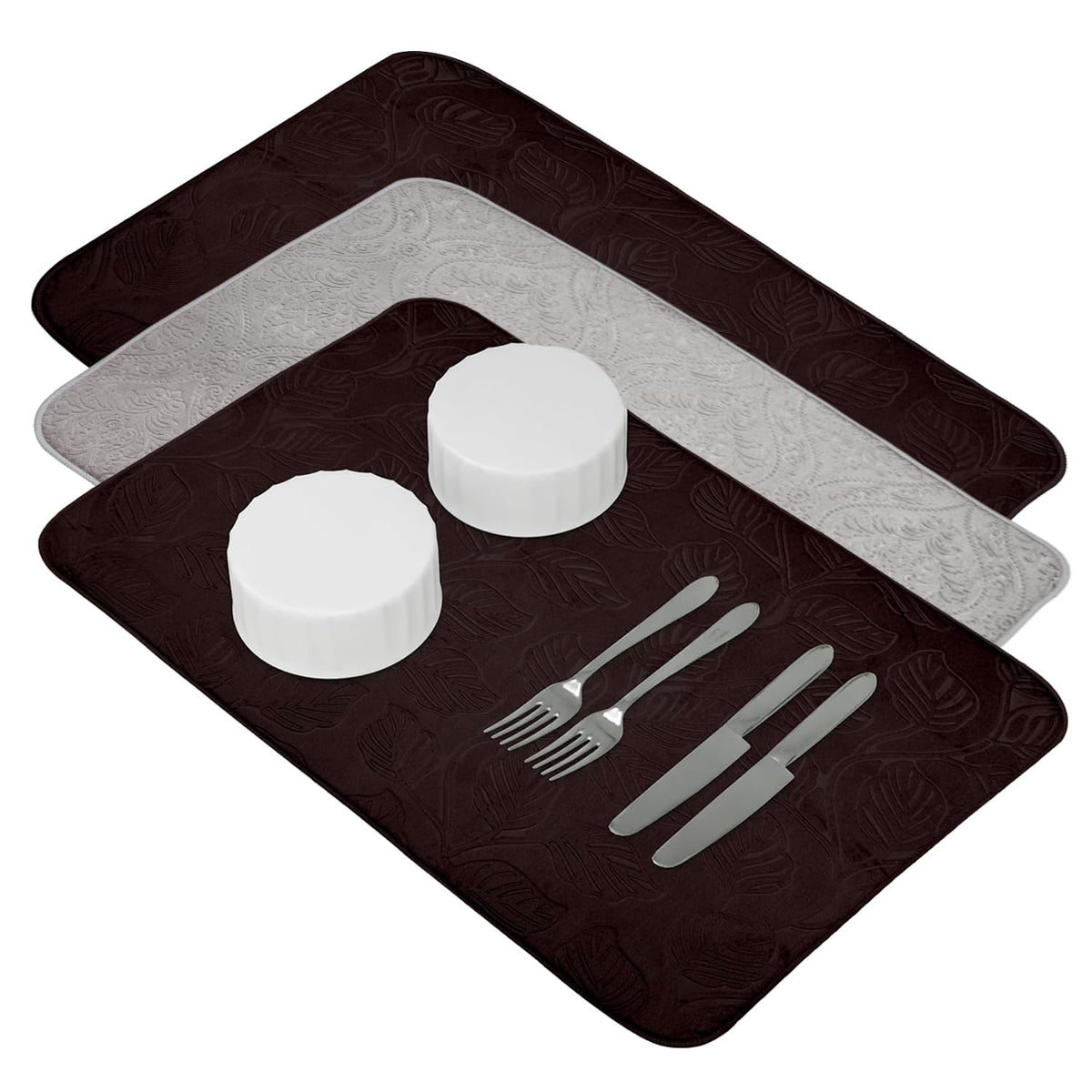 Heart Home Dish Dry Mat | Microfiber Self Drying Mat | Kitchen Drying Mat | Water Absorbent Kitchen Mat | Embossed Dish Dry Mat | 50x70 | Pack of 3 | Multicolor