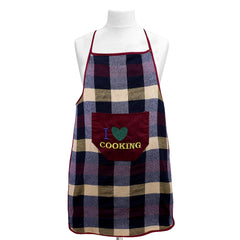 Kuber Industries Checkered Design Cotton 2 Pieces Waterproof Kitchen Apron with Front Pocket (Maroon & Black) - CTKTC40399