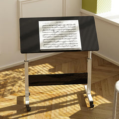 Heart Home Space-Saving Wooden Oblong Foldable Table with Tablemate Finish with Wheels | Portable & Manual Height Adjustable Laptop Tables for Work from Home | 80480BLK-Black & Grey