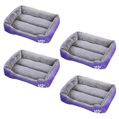 Kuber Industries Dog & Cat Bed|Super Soft Plush Top Pet Bed|Oxford Cloth Polyester Filling| Washable Dog Bed|Rectangular Cat Bed with Rise-Edge Pillow|QY036P-S|Purple(Pack of 4)